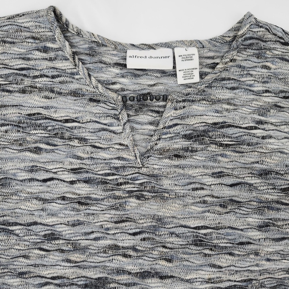 Alfred Dunner Womens Metallic Wavy Knit Top Size L Shimmer Evening Chic Beaded